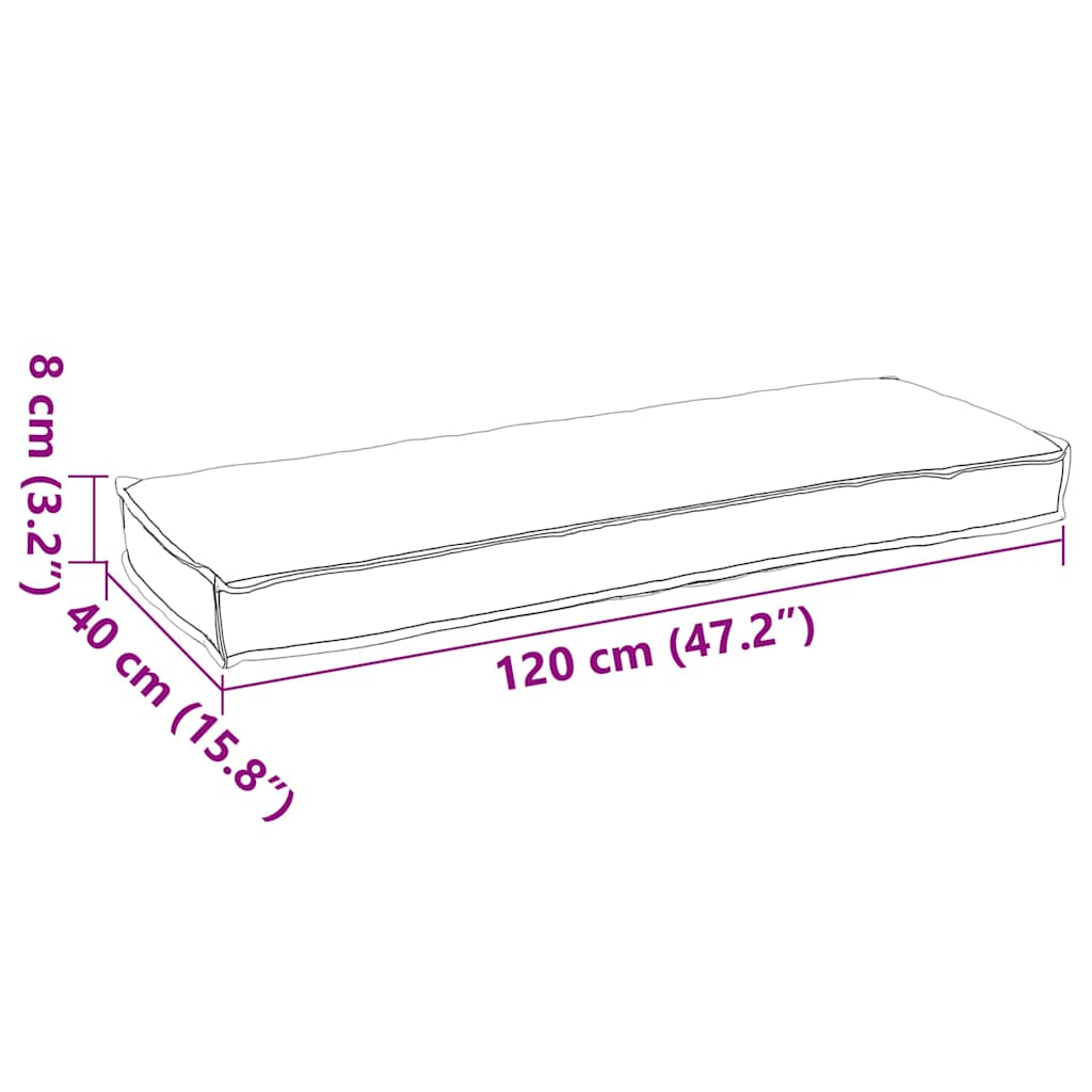 Pallet Cushion for Bench Grey 120 x 40 x 8 cm Oxford fabric